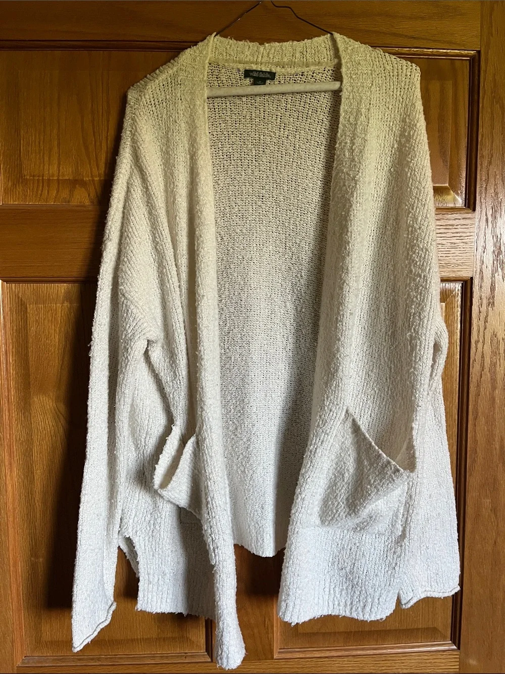 wild fable Cream Open-Front Knit Cardigan with Pockets